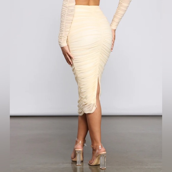 Windsor Moment For Mesh Ruched Crop Top & Ruched Midi Skirt Set - Picture 8 of 11